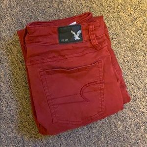 Red American Eagle Sateen Jegging